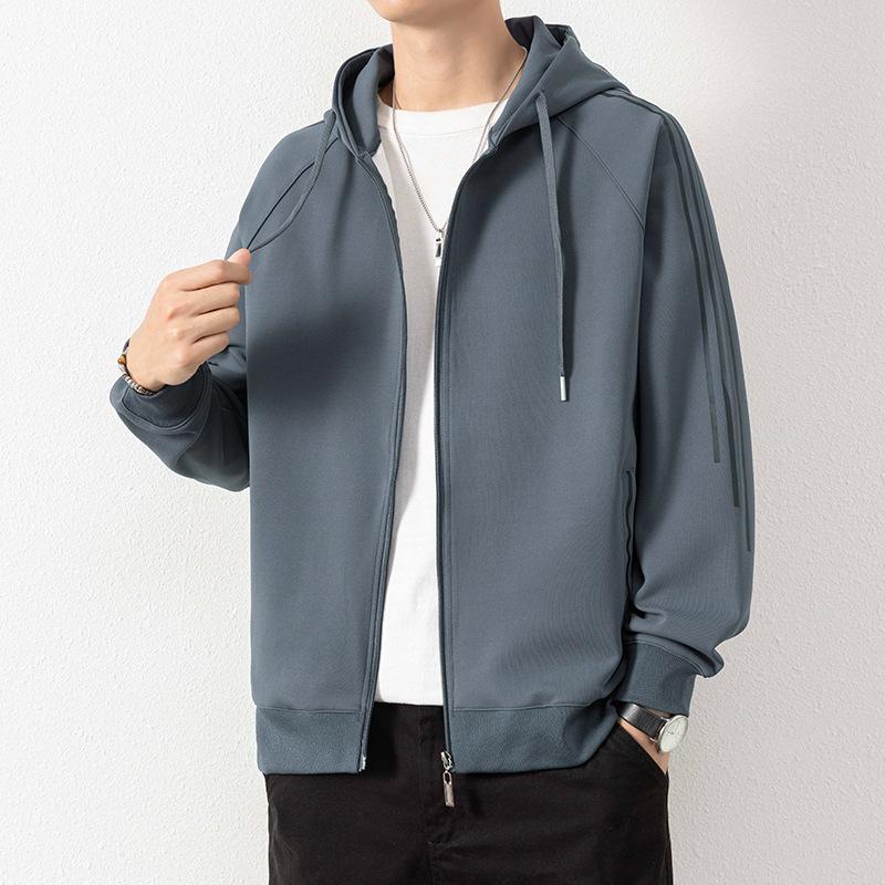 Pull à capuche Pull décontracté pour jeune Veste Cardigan Pull à capuche à trois bandes Homme