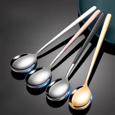 Stainless Steel Spoons Rice Spoons Ice Spoons Long-handled Soup SpoonsDessert Spoons Thickened Mixing Spoons