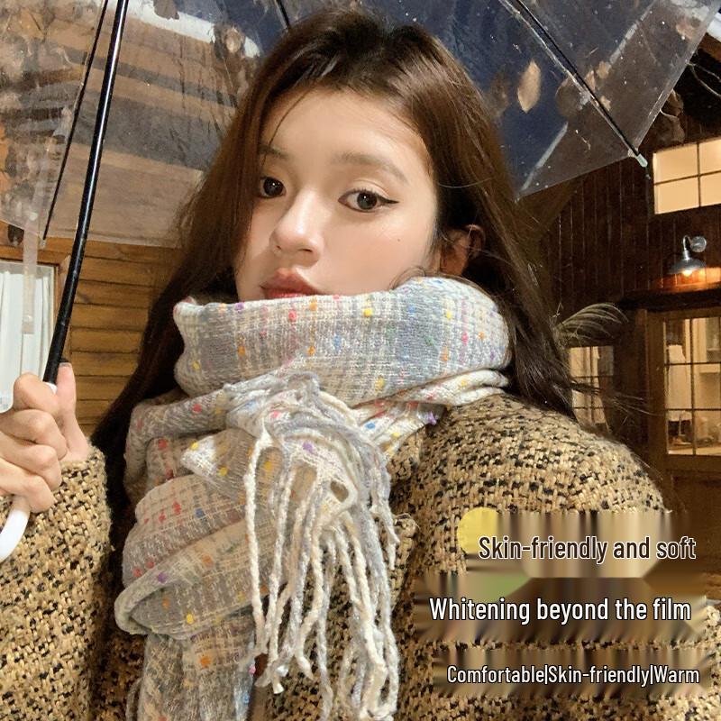 Women's Korean Style Polka Dot Warm Winter Scarf