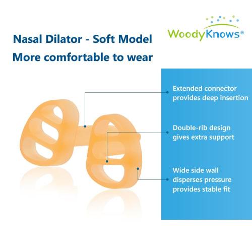 WoodyKnows Super Support Nasal Dilators, Soft Model, Improves Airflow for Sleep and Sports, Relieves Nasal Congestion and Nose-Related Snoring (Small,