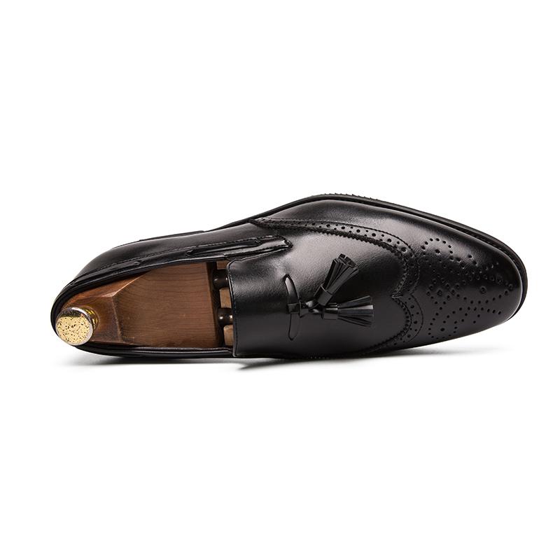 Fashion Trend Leather Shoes for Men Comfortable Slip On Tasseled Loafers Brogue Shoes Men British Style Formal Leather Men’s Dress Shoes