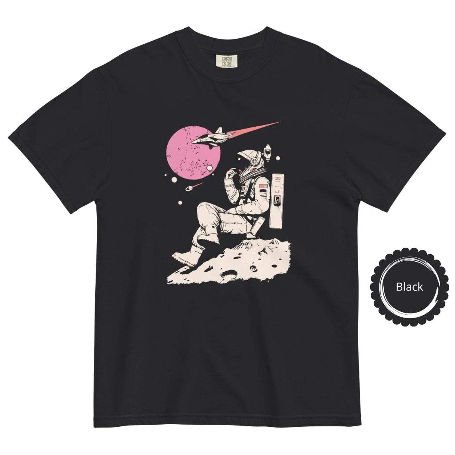 Astronaut Moon Landing T-Shirt: Retro Space Graphic Tee S