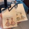 Christmas Tree Zircon Crystal Star Earrings Stud For Women Dangle  Xmas Party  Jewelry Gift