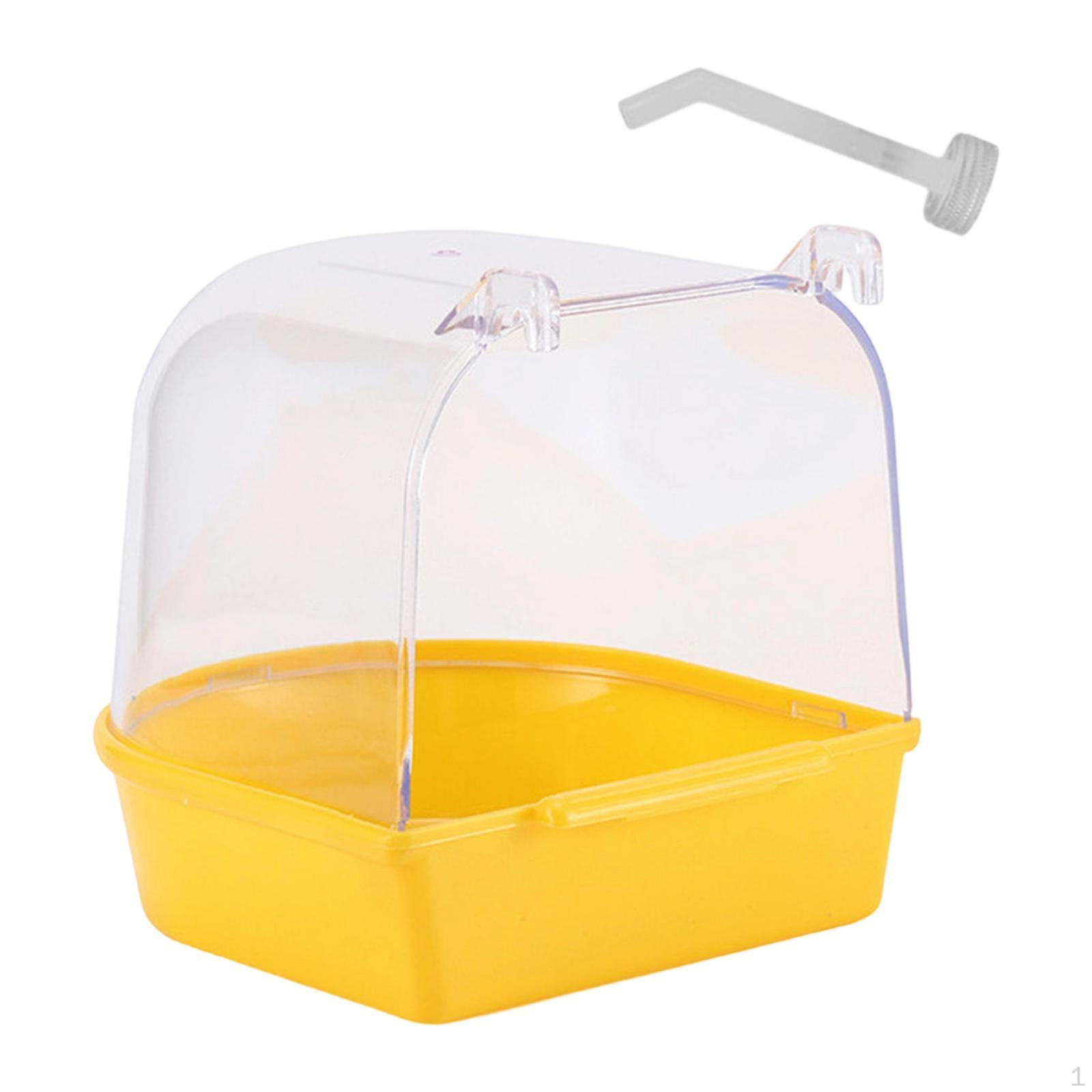 

Bird Bath Box Cage Accessories, Versatile Parrot Water Shower, Hanging for Canaries, жёлтый