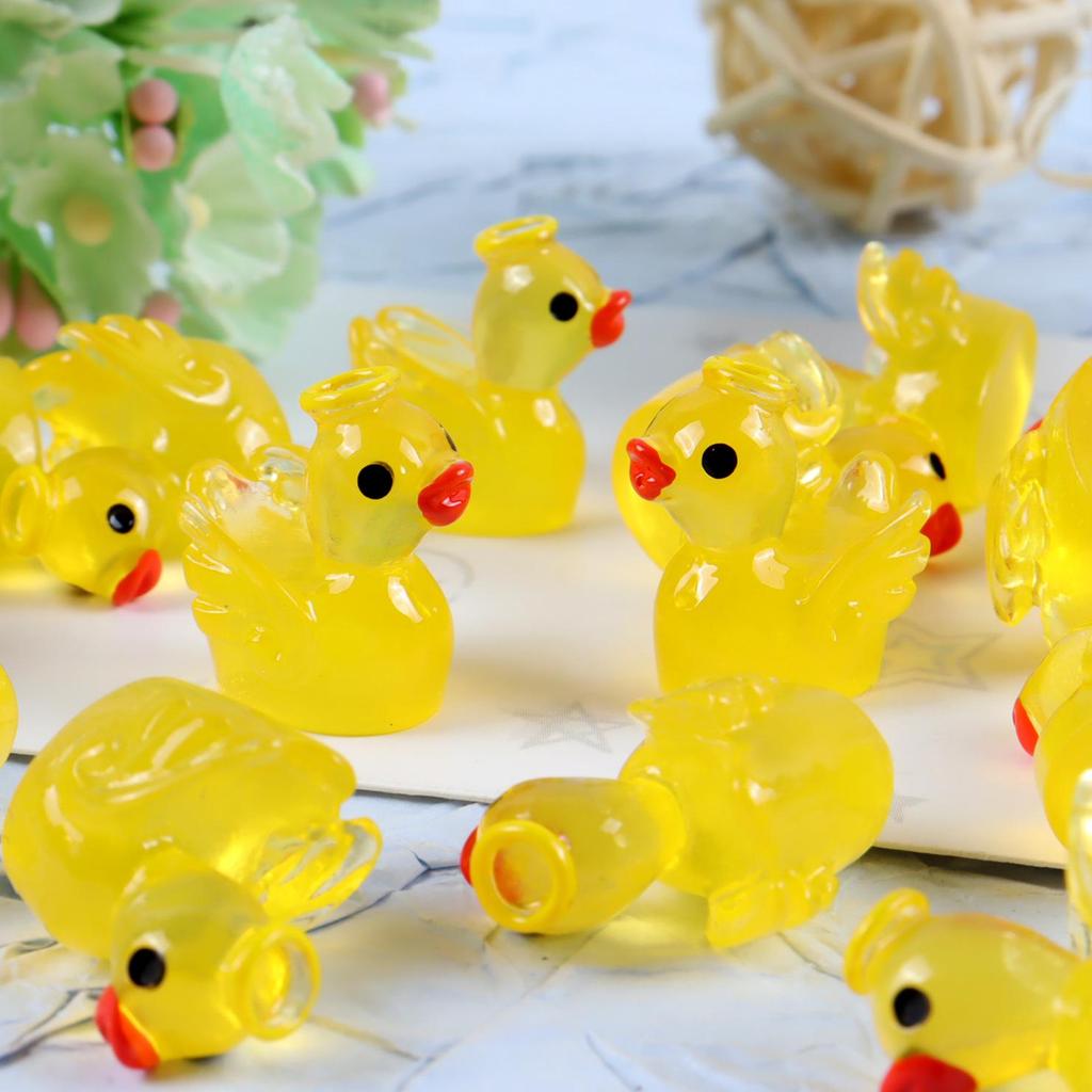 DIY Luminous Yellow Duck Resin Ornaments - Multi-color Accessories for Micro Landscape