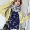 Korean Style Imitation Wool Scarf Two-sided Winter Shawl Fashion Bow Scarf  Gift