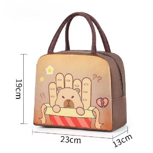 Cute Capybara Print Lunch Bag Kids Insulated Food Container Portable Box Carrier Cartoon Kindergarten School Lunch Storage Bag