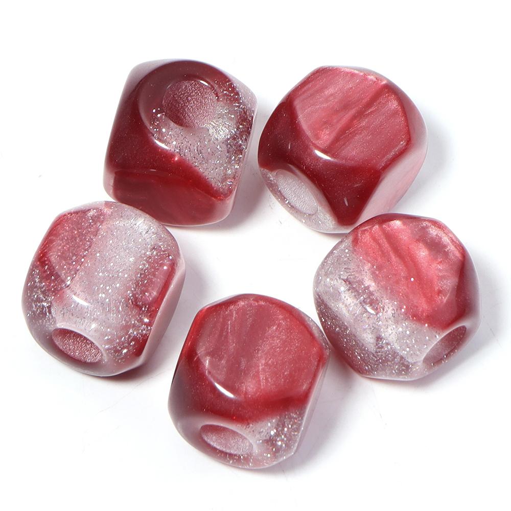 

5pcs/lot Colorful Gypsophila Resin Beads Square Big Hole Beads For Jewelry Making DIY Bracelet Necklace Loose Spacer Beads вина червоного кольору