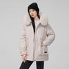 Women's Hair Collar Hooded Windproof Lightweight Thickened Fluffy Warm Warm Cold Medium-length Casual Sports Jacket Parka Cotton Jacket