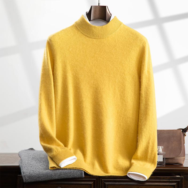 Men's Cashmere Half-High Neck Business Casual Sweater - Long Sleeve Autumn/Winter Knitwear