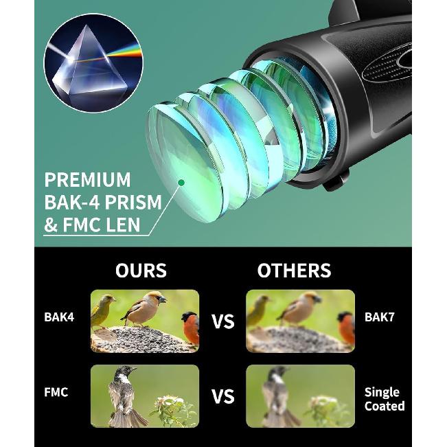 Monocular Telescope 80x100 High Power with Smartphone Adapter Tripod Larger Vision Monoculars for Adults with BAK4 Prism & FMC Lens Suitable for Bird