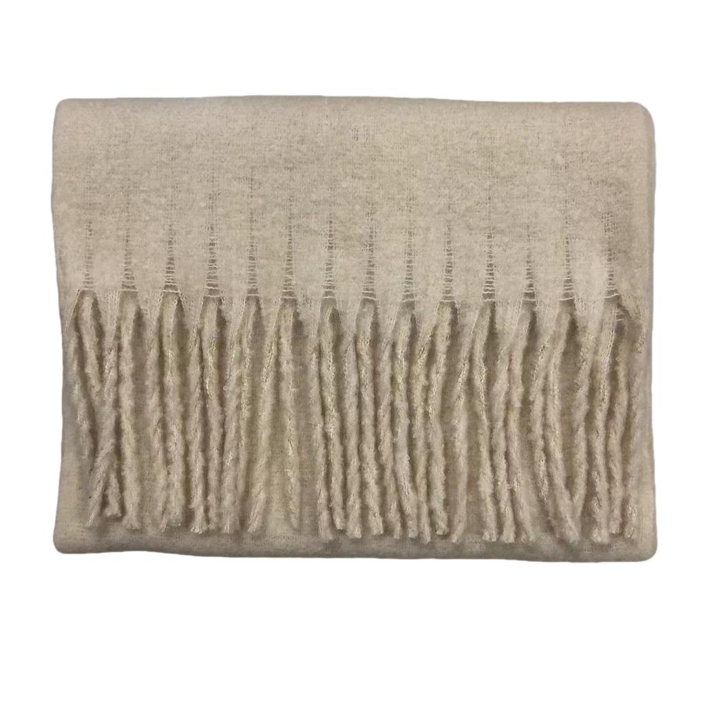 Solid Color Mohair Loop Yarn Scarf Women's Autumn and Winter New High-end Versatile Warm Scarf Shawl Dual-purpose