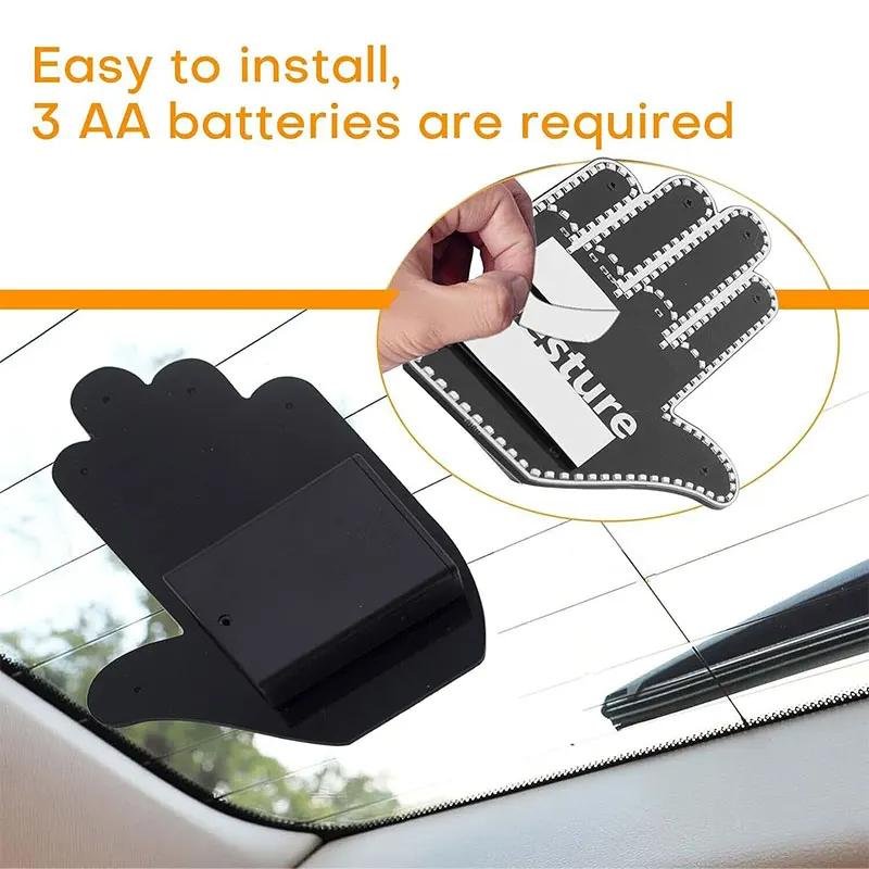 New LED Illuminated Gesture Light Car Light With Remote Road Rage Signs Middle Finger Gesture Light Hand Lamp