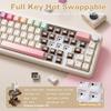 YUNZII B68 Wireless Mechanical Keyboard,Tri-Mode BT5.0/2.4GHz/USB-C,Cute PBT Keycaps,Hot Swappable Creamy Typing Gasket Mounted,RGB Backlit NKRO for