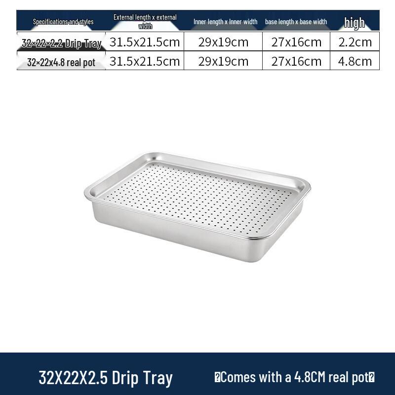 Andi Tai 304 Stainless Steel Rectangular Perforated Drain Basin