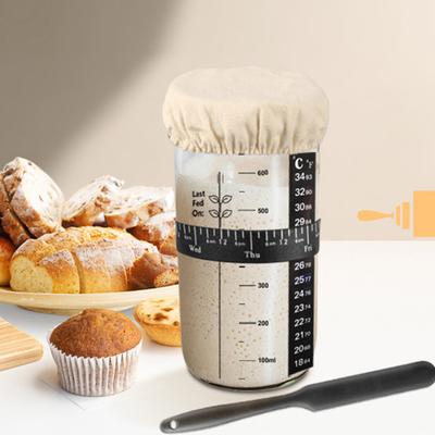 Fermentatore Domestico 501-800ML con Termometro Vaso per Fermentazione Pasta Madre Trasparente Antigoccia Ermetico Largo con Coperchio e Spatola Lievito Madre per Pane