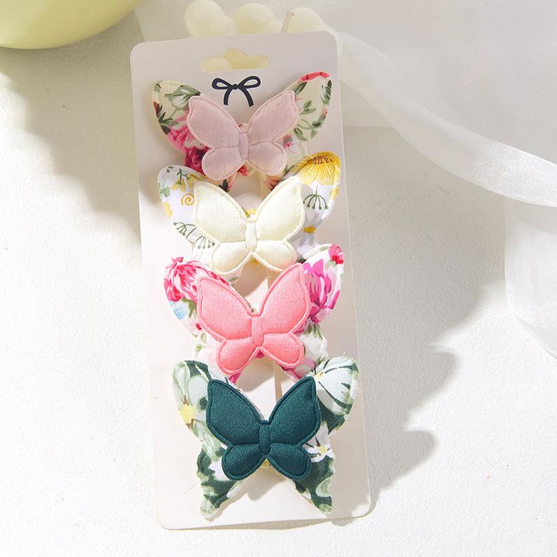 New 4PCS Flower Butterfly Hair Clips Girls Favorite Fashion Lovly Barrettes Clips Gift Baby Hair Accessories