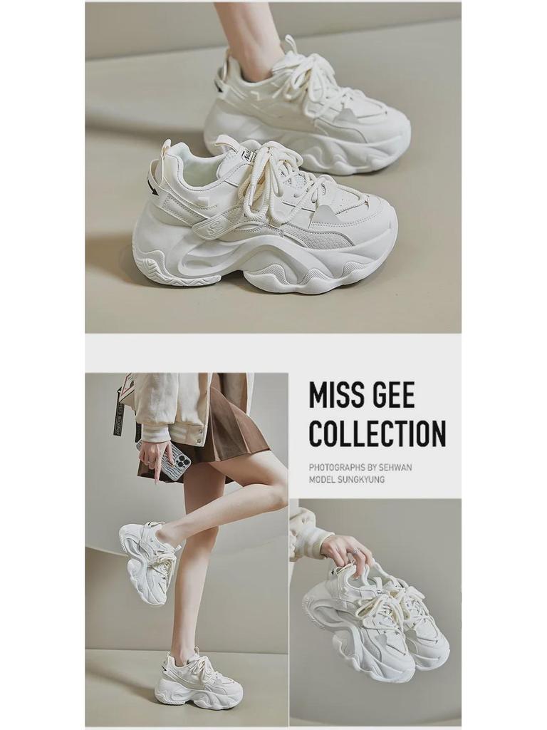 FB3306 Tênis de Pai Coreano Feminino Primavera 2025: Ténis de Corrida de Sola Grossa que Aumentam a Altura