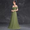 Green Chiffon Off-the-Shoulder Evening Dress: Elegant, Luxurious, and Perfect for Banquets and Social Events
