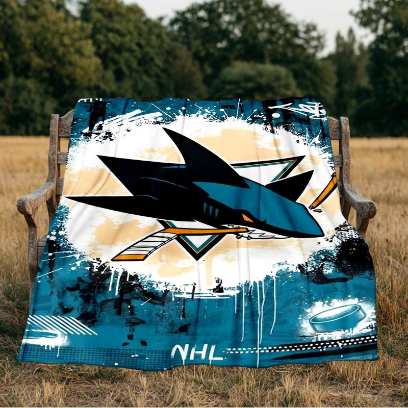 San-Jose Sharks Hockey Blanket Flannel Throw for Sofa, Indoor, Camping, Living Room, Office, Chair, And Bed Soft Birthday Gift