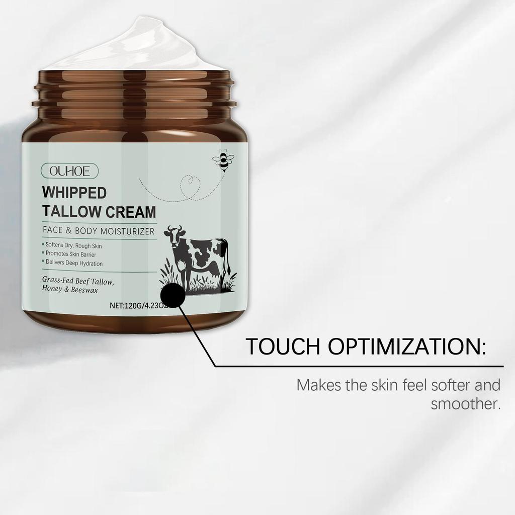 OUHOE Beef Tallow Moisturizing Cream, Hydrates and Nourishes Skin, Softens and Firms, Suitable for Whole Body, 120g