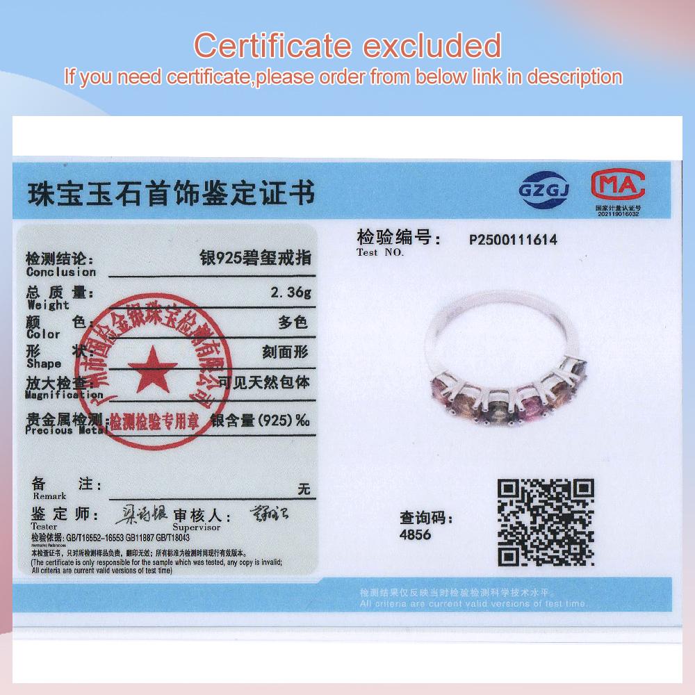 925 Sterling Silver Simple Band Ring with Round 4.0 Colorful Natural Tourmaline Gemstones Forever Elegant Design for Women