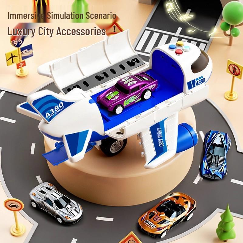 Kids' Transforming Helicopter and Fire Truck Toy Set with Small Airplane and Car