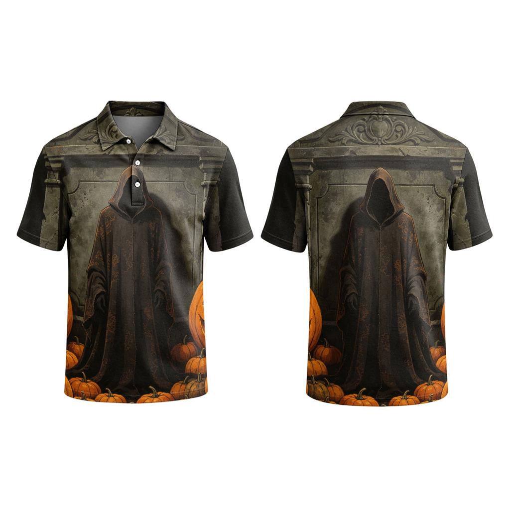 Men's Halloween Print Short Sleeve T-Shirt Stylish Casual Top