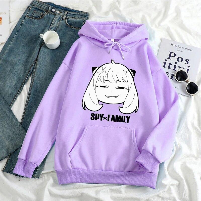 Японская толстовка Unisexga Spy X Family Harajuku Unisexga с длинным рукавом Kawaii с капюшоном из флиса женская унисекс осень-зима сохраняющая тепло верхняя одежда L 4873₽