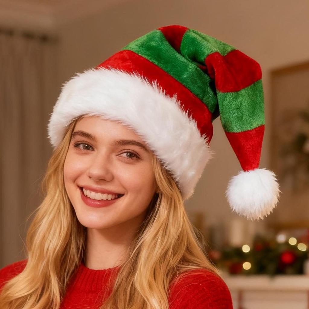Santa Hats Adult Christmas Plush Party Supplies Soft Velvet New Year Hats For Adults Men Women Photoshoot Caroling Office