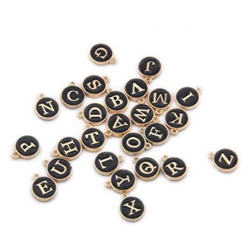 Colorful Dripping Oil Round Letter Pendant - DIY Alloy Jewelry Accessory