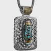 Men's Tibetan Turquoise Dzi Necklace with Taotie Pendant - Retro Style