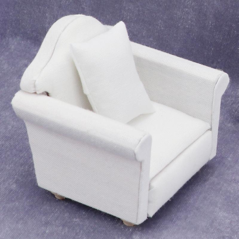 1:12 Dollhouse Miniature White Sofa 3-Piece Set with Cushions