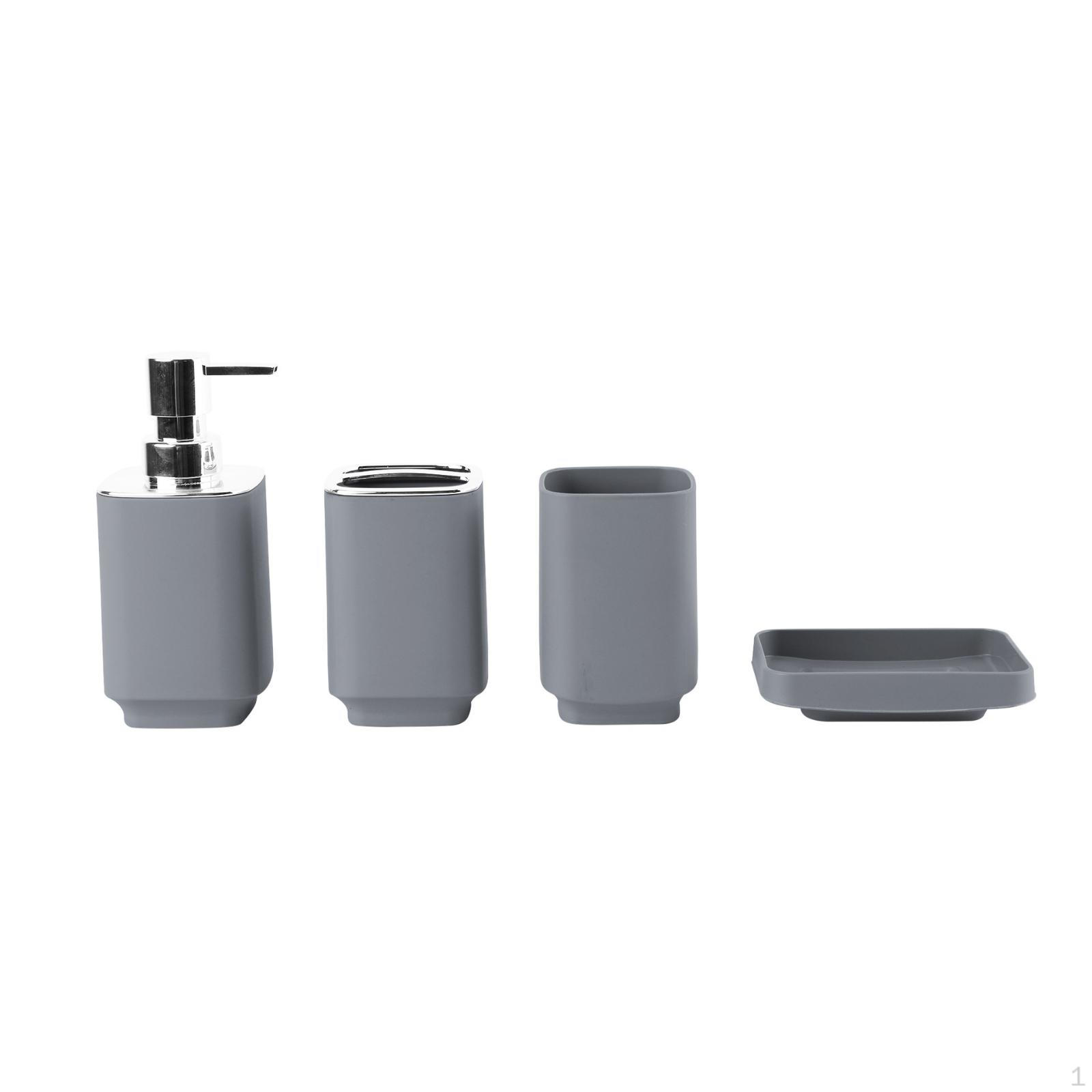 4-teiliges Badezimmer Waschbecken Organizer Set Mattes Finish Zahnbürstenhalter Holzoptik Highlight für Electroplated SET a