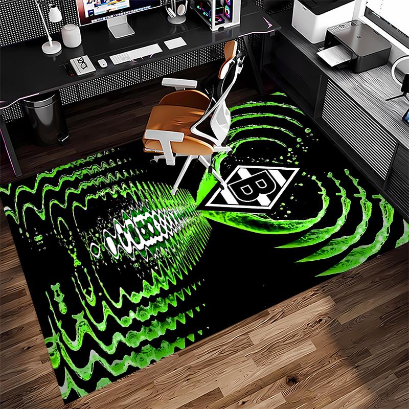 1pc Borussia Monchengladbach Logo Print Area Rug - Soft,Washable Non-Slip Indoor Mat for Office Chairs,Living Room,Home Office Decorative Rug