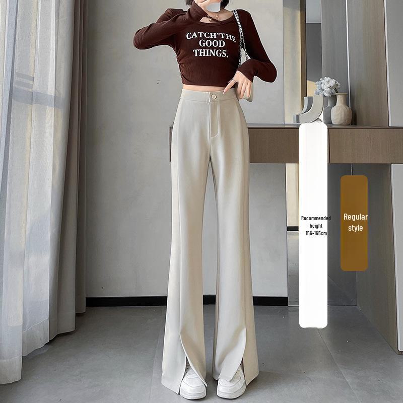 Women's High-Waist Black Flared Suit Pants - Slim Fit, Wide Leg, Spring 2024 Collection