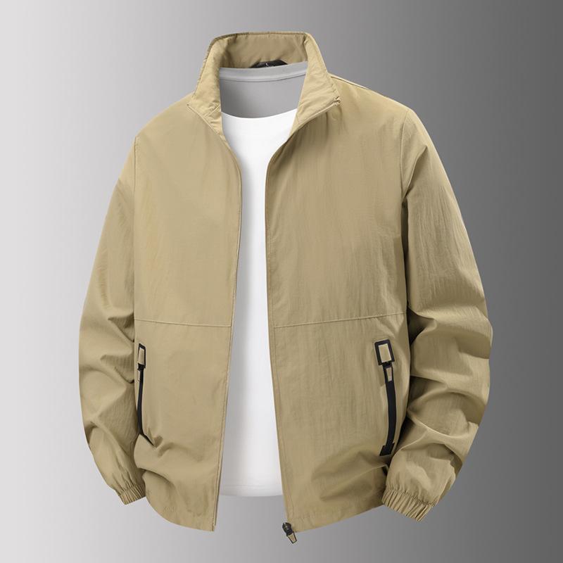 Updated Stand Collar Work Jacket for Mens Middle-aged Outdoor Use Athletic and Everyday Comfortable Fit Wind Shield Jacket