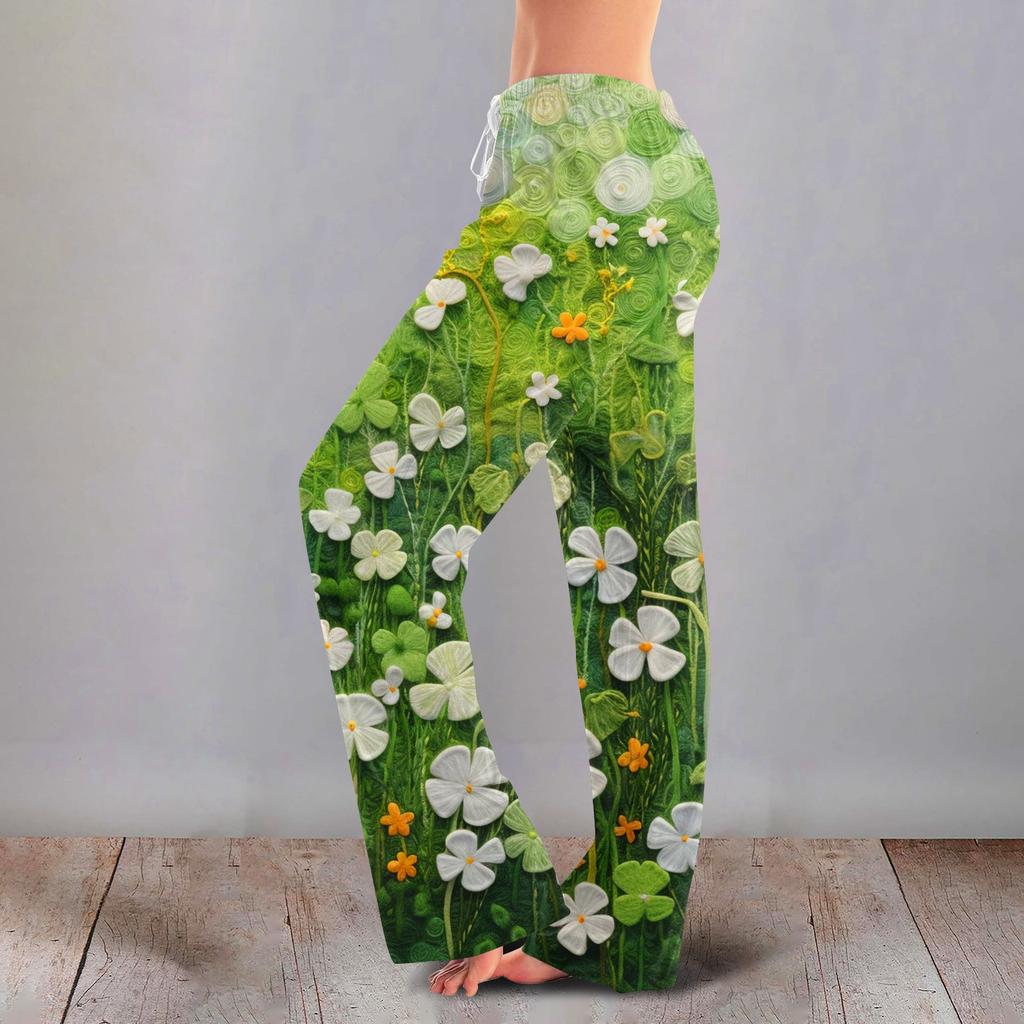 Women's Casual Fashion Comfort Pajama Pants Print Drawstring Pants Full Length Long