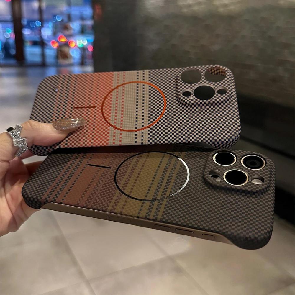 Schlanke rahmenlose Kühl-Kevlar-Kohlefaser-Hülle für iPhone 17 Air 16 15 14 Plus 13 12 Pro Max 11 Für Magsafe Magnetische PC-Abdeckung