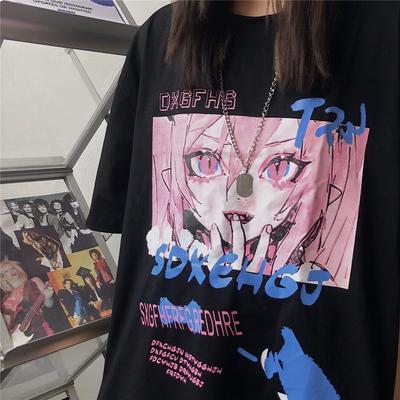 T-shirt à manches courtes pour femmes, imprimé dessin animé Grunge, ample, Steampunk, gothique, Harajuku, vêtements d'été, Kawaii Y2k