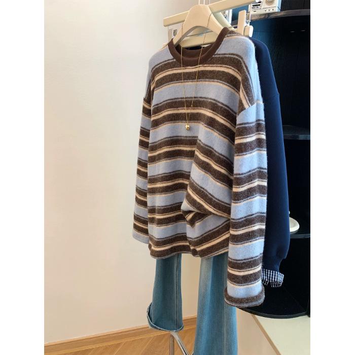

Striped Soft Sticky Long Sleeve Women s T-shirt - Relaxed Fit for Spring/Autumn 2026 XL