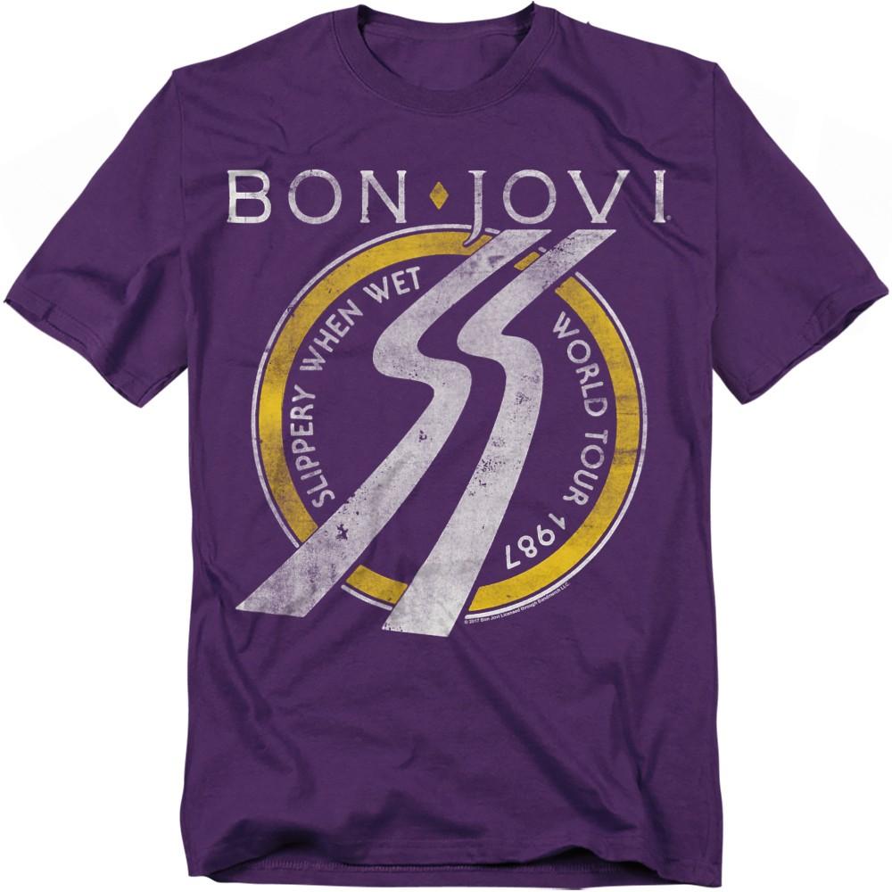 Bon Jovi Slippery When Wet World Tour T-Shirt S-4XL Purple XXXXL