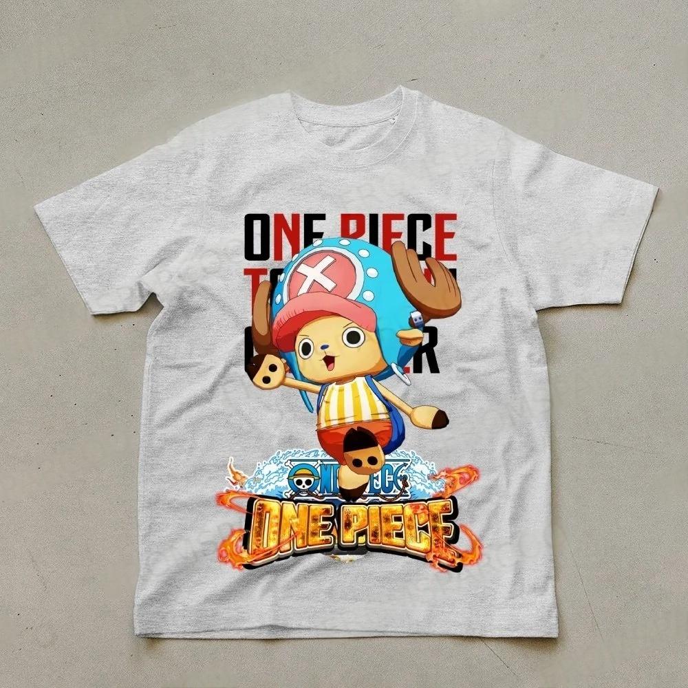 One Piece Men's T-shirt Tony Tony Chopper Summer Japan Anime Autumn Boys Children Short-sleeved Basic Punk Parent-Child Outfit