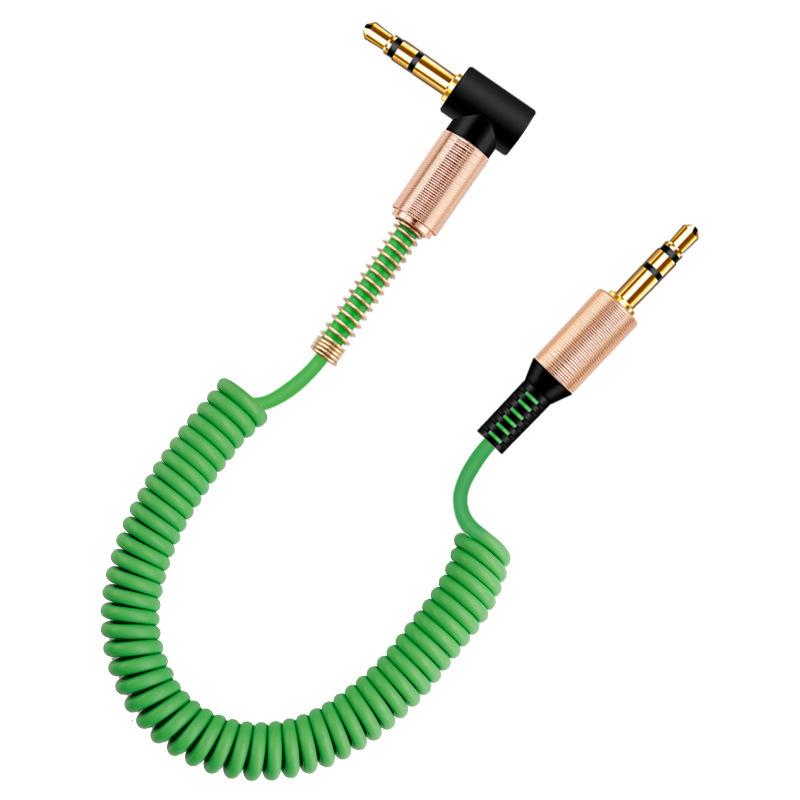 1.8m Spring AUX Audio Cable - 3.5mm for Headphones, Speakers, Mic, & Recording