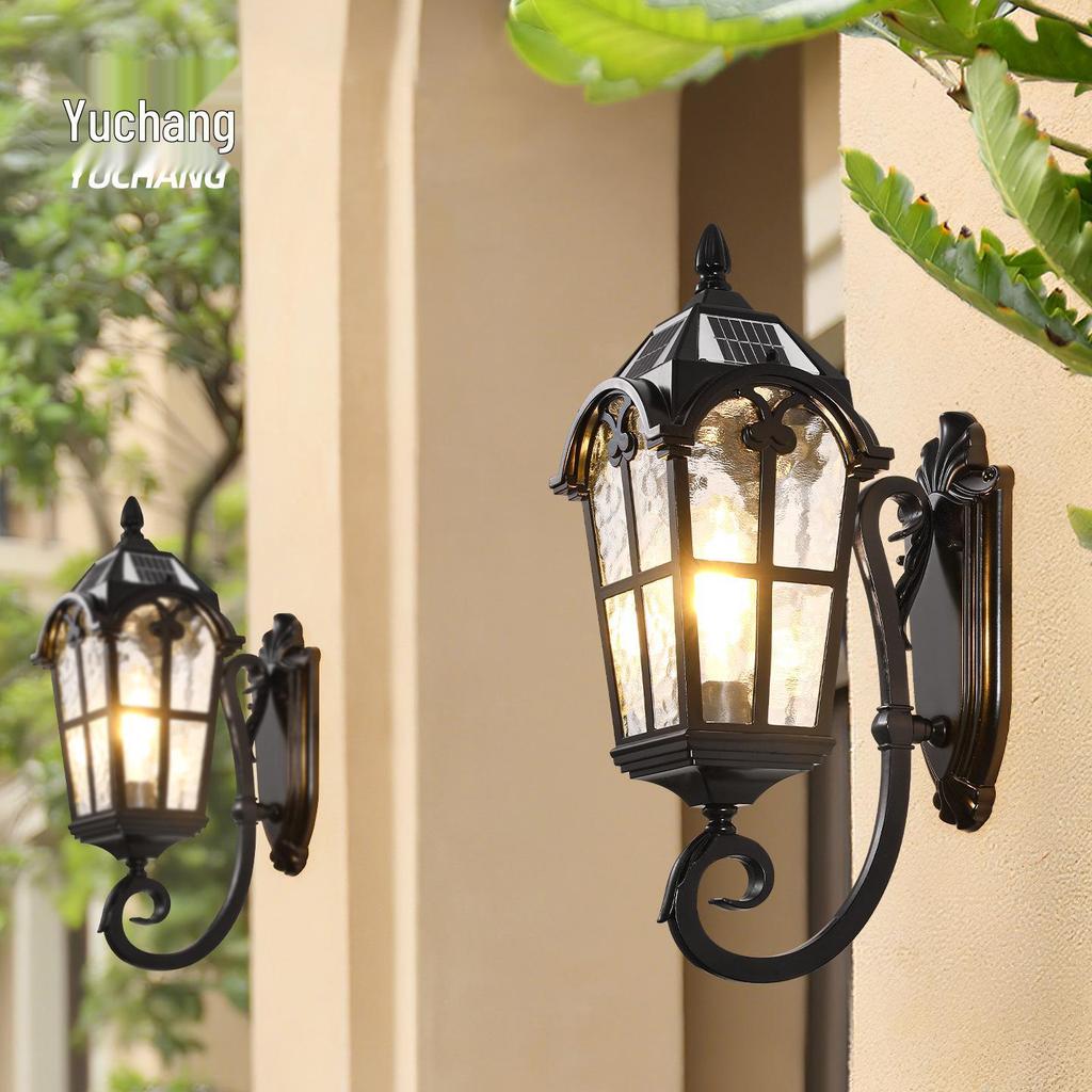 European Antique Solar Outdoor Wall Light, Waterproof for Balcony, Villa, Patio, Gate, and Courtyard