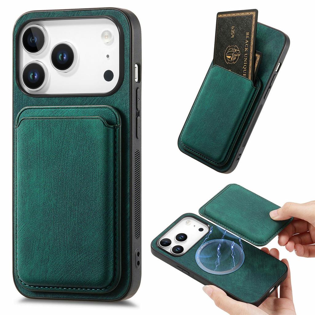 For iPhone 17 Pro Case Retro Leather + TPU Phone Cover with Detachable Card Slot