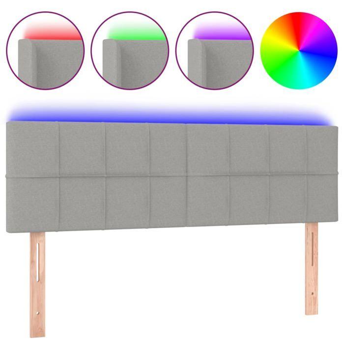 VidaXL Tête de Lit à LED Meuble de Chambre à Coucher Accessoire de Lit Double Tête de Cadre de Lit Intérieur Gris Clair 3121610