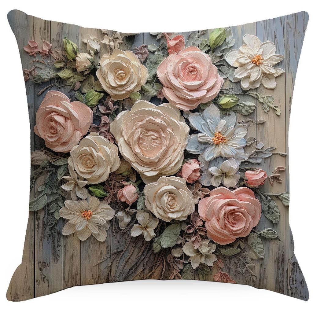 New Retro Floral Pillowcase Creative Oil Painting Engraving Style Print Home Sofa Cushion Pillowcase