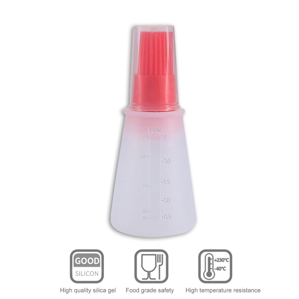 Silicone Oil Bottle with BBQ Grill Oil Brush Baking Kitchen Tools (Red) KTY
