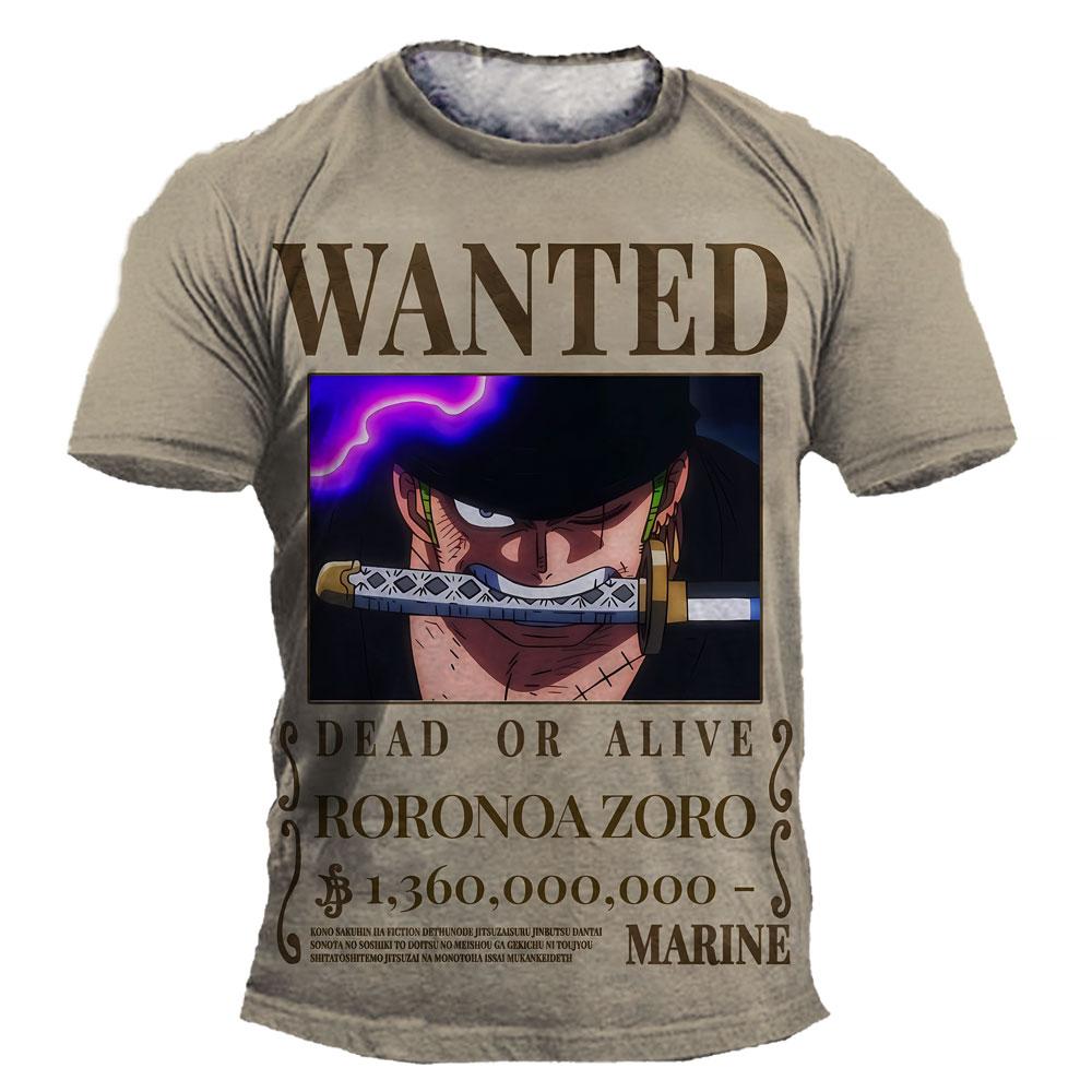 Children's Anime One Piece Luffy 3D Digital Printed Boys' Street Trendy Round Neck Short Sleeved T-shirt